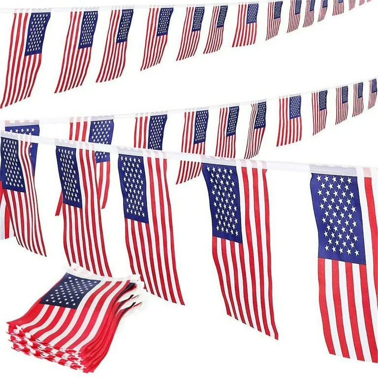 American Flag Banner, Flag Banners for Outside, American Flag Decorations, Mini American Flags, A... | Walmart (US)