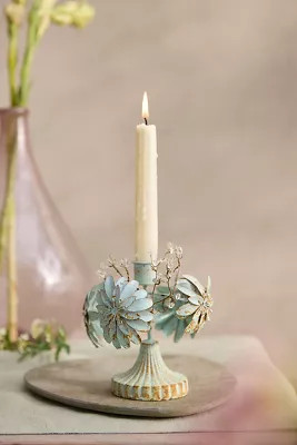 Verdigris Floral Taper Holder | Terrain