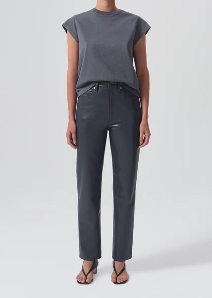 Recycled Leather 90's Pinch Waist in Marker | AGOLDE