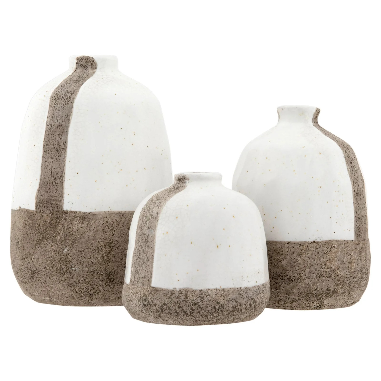 3R Studios White and Grey Terracotta Vases with Vertical Stripe | Walmart (US)