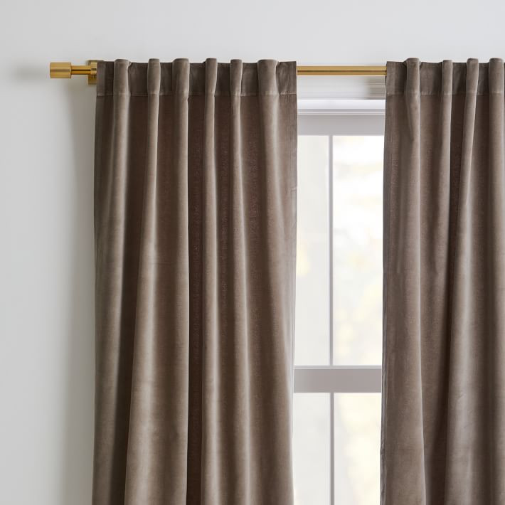 Cotton Velvet Curtain - Mocha | West Elm | West Elm (US)