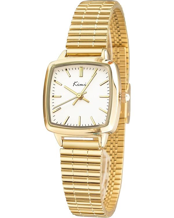 FORSINING Women's Small Gold Watch, Vintage Rectangular Case, Stainless Steel Bracelet Watches fo... | Amazon (US)