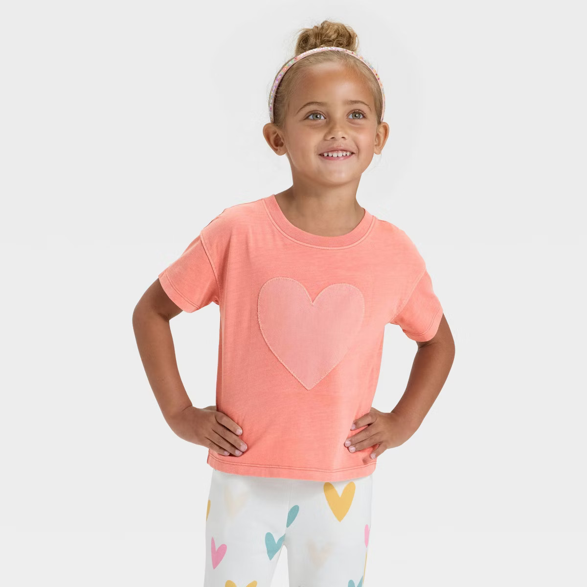 Toddler Girls' Short Sleeve Heart Oversized T-Shirt - Cat & Jack™ Dusty Coral | Target