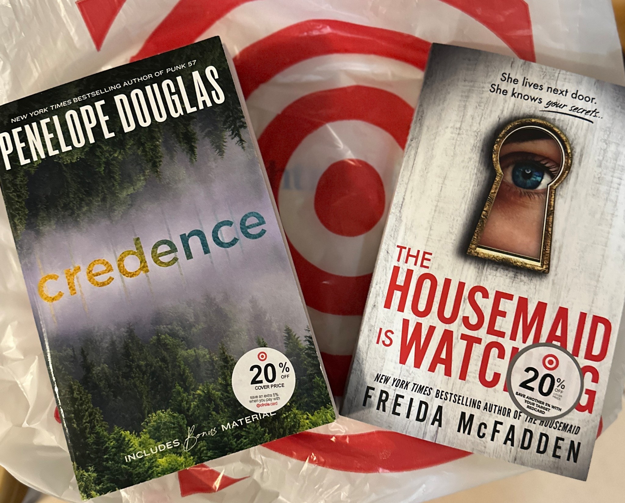 I wish I had a bit more money to buy more books with the BOGO50% OFF sale target is having right now but I at least was able to get 2!!  I NEVER IMAGINES WANTING MONEY FOR BOOKS!!  I am almost finished with The Housemaid’s Secret so it was only fitting to get The Housemaid Watching.  I couldn’t decide if I wanted Credence or Birthday Girl both by Penelope Douglas, so I let my toddler choose and he chose Credence.  I refuse to read the back of books because I feel like it gives too much away so I have no idea what I’m about to read!! 

#LTKGiftGuide #LTKFindsUnder50 #LTKSaleAlert