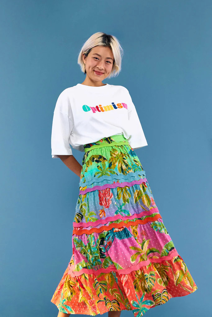 Ombre Forest Tiered Midi Skirt | FarmRio (US)