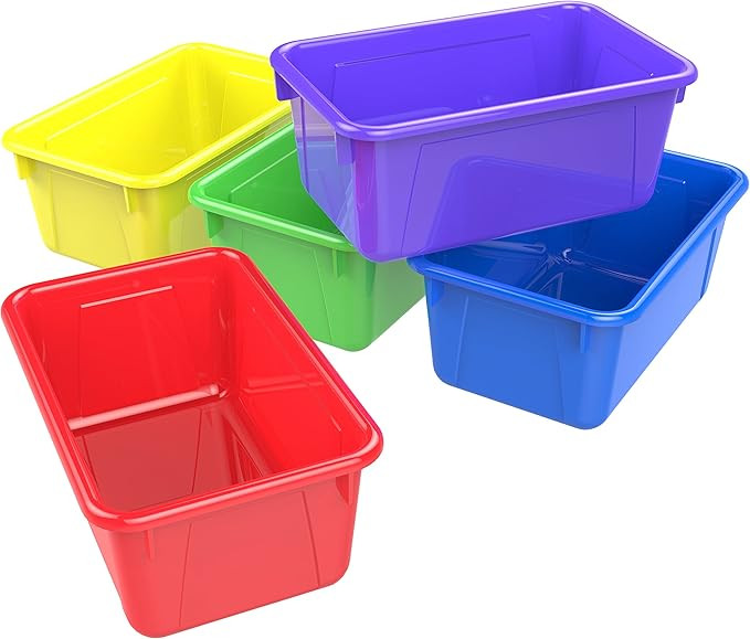 Storex 62414U05C Small Cubby Bin, Plastic Storage Container Fits Classroom Cubbies, Pack of 5, 12... | Amazon (US)