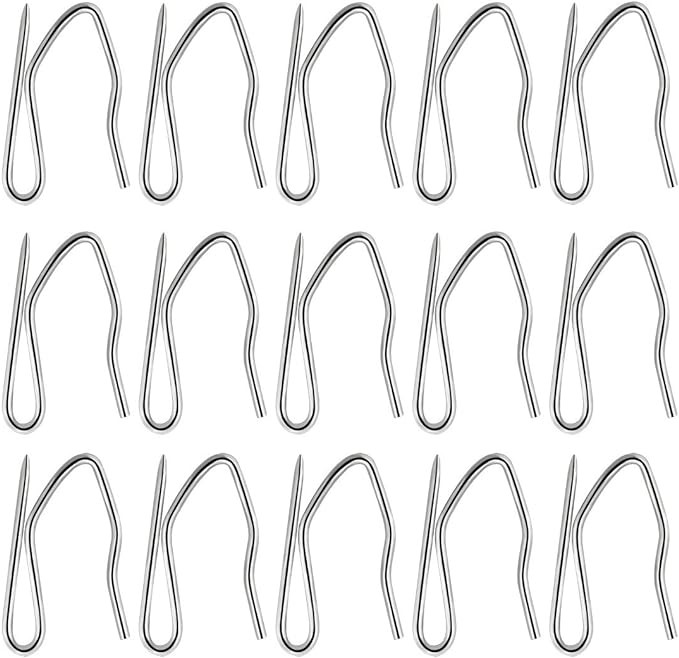 58 Pcs Metal Curtain Hooks, Nydotd Silver Rustproof Stainless Steel Plated Nickel Hooks Heavy-Dut... | Amazon (US)