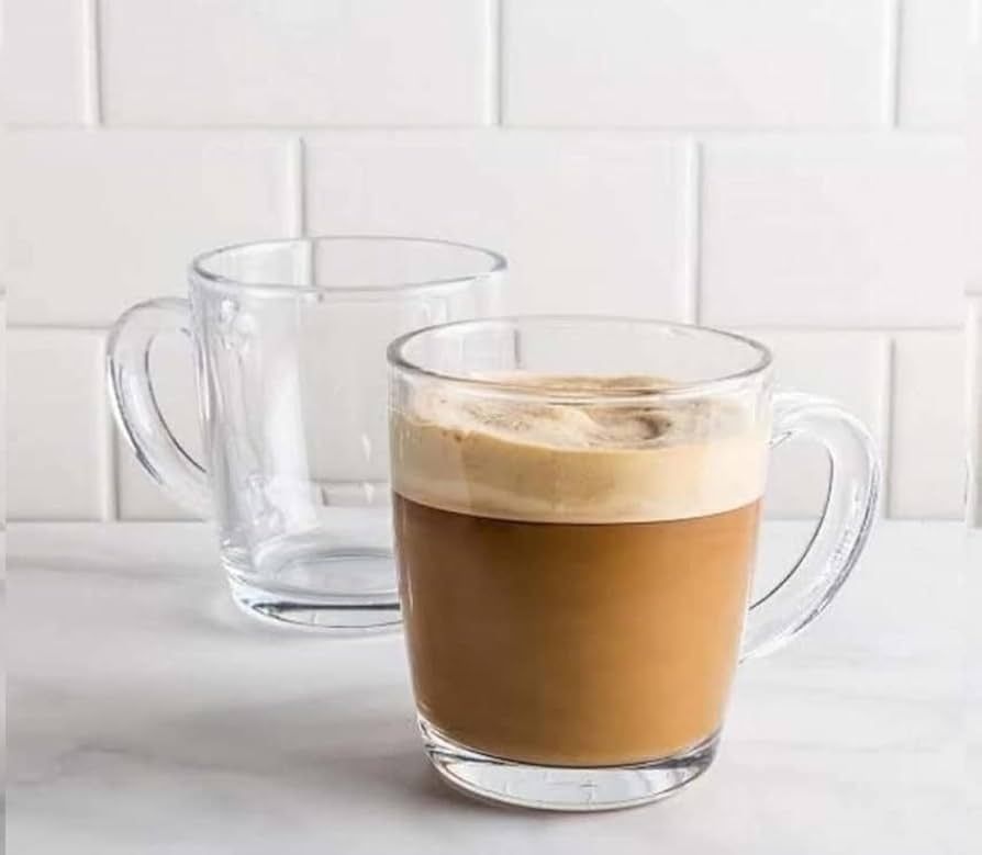 Clear Glass Coffee mugs, 11.5 Ounces- Glass Coffee Cups with Handle, Cappuccino, Espresso, Tea, L... | Amazon (US)