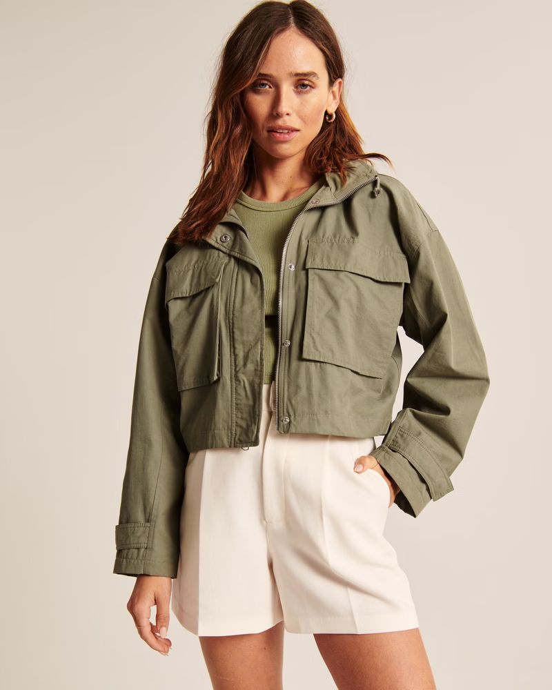 Women's Cropped Hooded Utility Jacket | Women's Clearance | Abercrombie.com | Abercrombie & Fitch (US)