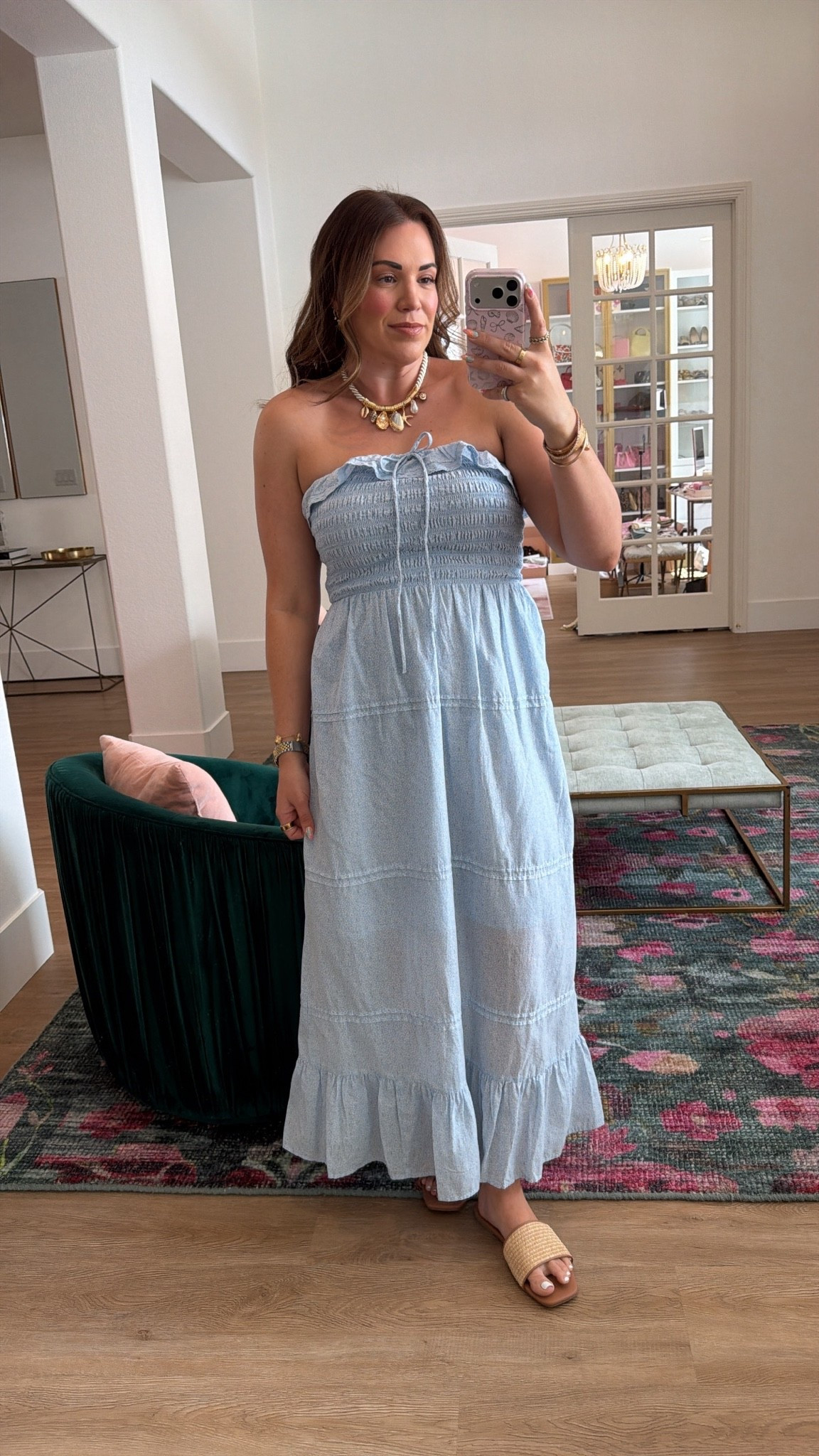 curvy midsize summer outfit! wearing size medium in blue maxi dress 💙 love the accessories for summer! 🐚

#LTKSeasonal #LTKMidsize #LTKTravel