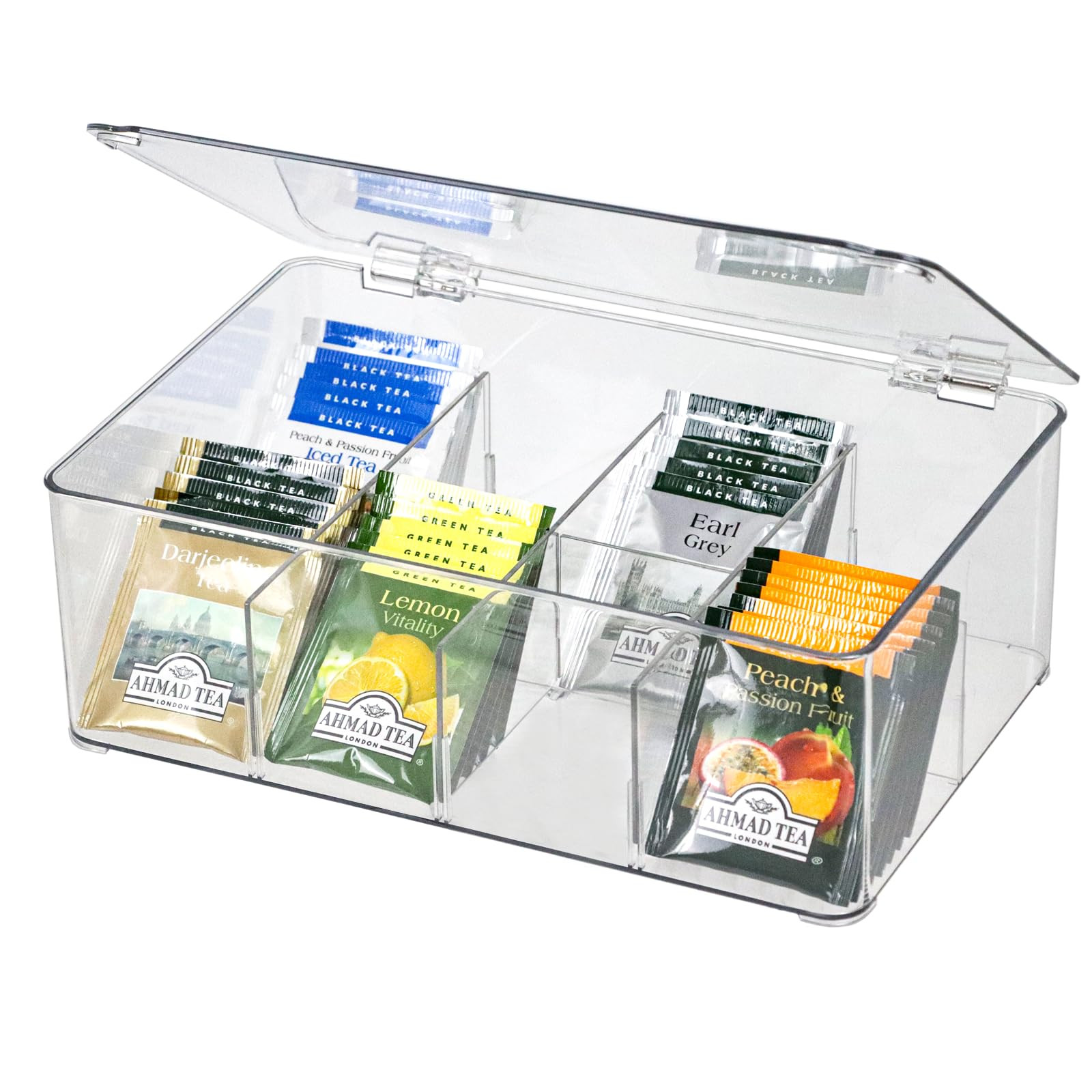 Clear Tea Bag Organizer, Dresser Organizers Drawer Organzier Storage Container with Removable Div... | Amazon (US)