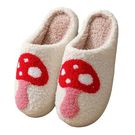BERANMEY Cute Valentine s Day Slippers for Women Soft Plush Comfy Warm Slip-On Rose Heart Love Couple Slippers fo Women Indoor Fluffy House Slippers for Women and Men Non-slip Fuzzy Flat Slides | Walmart (US)