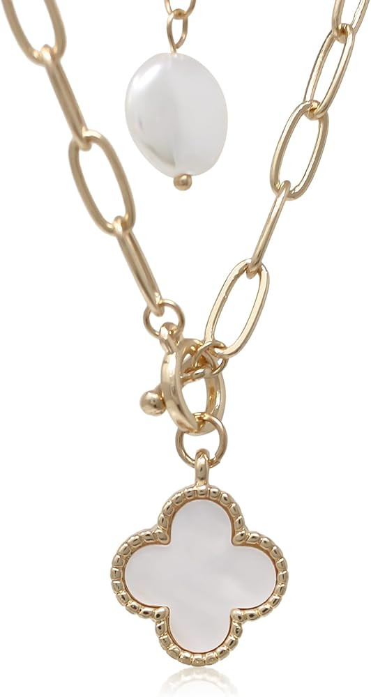 POMINA Chunky Thick Coin Necklace Trendy Fashion Statement Toggle Necklace Worn Gold Tone Pendant... | Amazon (US)