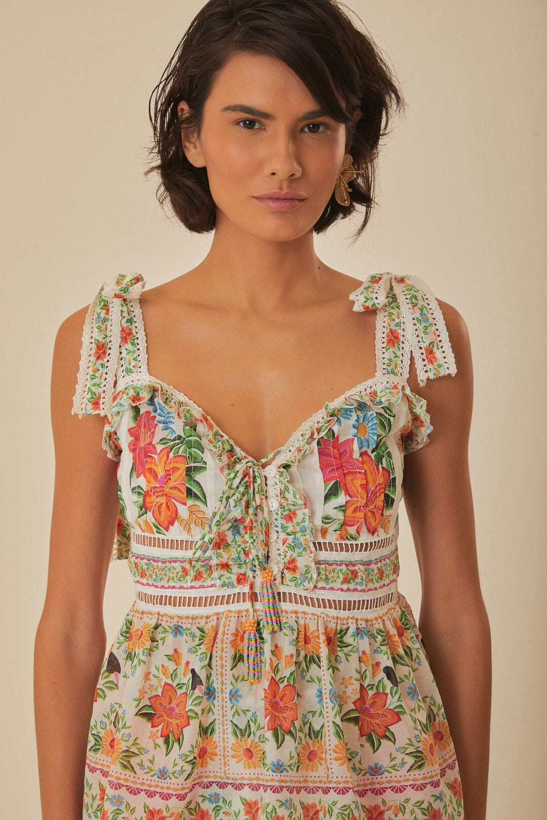 Off-White Bloom Garden Sleeveless Blouse | FarmRio (US)