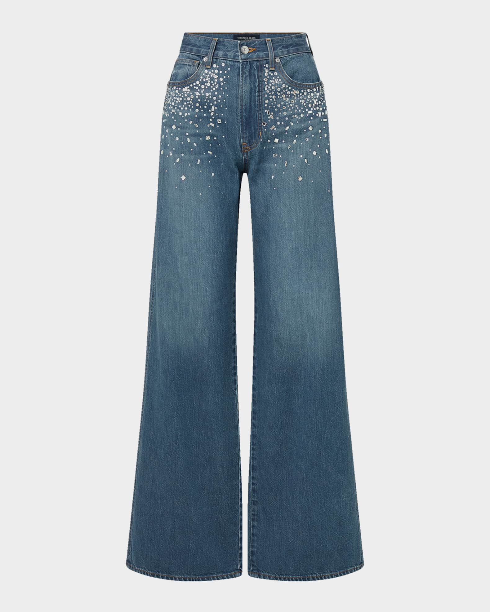 Exclusive Kasey Embellished Wide-Leg Jeans | Neiman Marcus