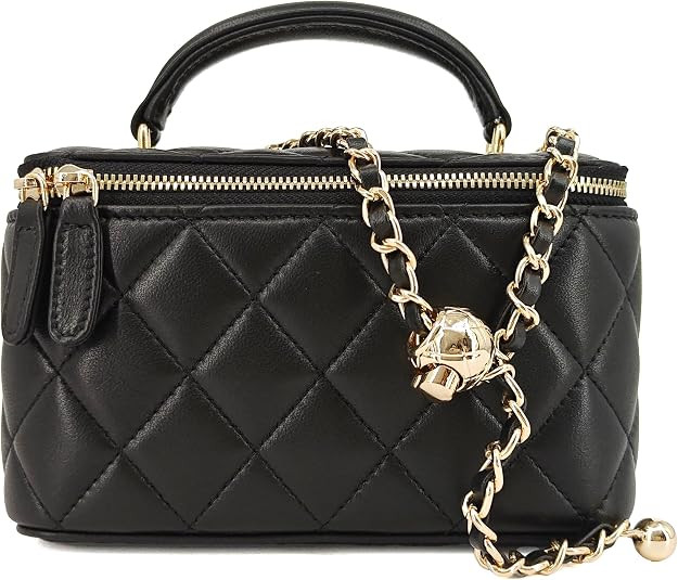 Small Genuine Leather Purse Quilted Crossbody Bag for Women, Mini Top-Handle Shoulder Handbag w/G... | Amazon (US)