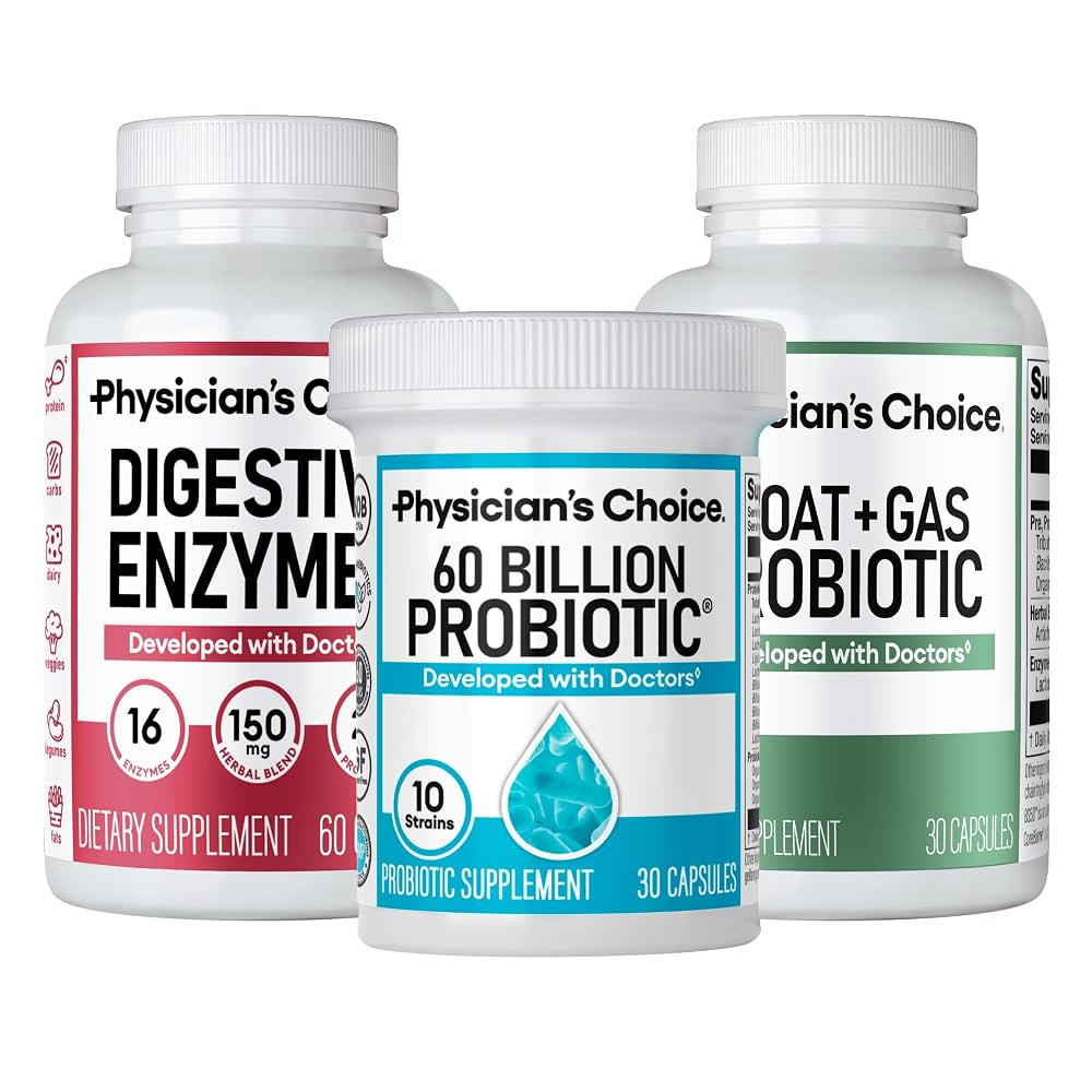 Physician's CHOICE Digestive Health Trio: 60 Billion Probiotic 30ct + Bloat & Gas Probiotic 30ct ... | Amazon (US)