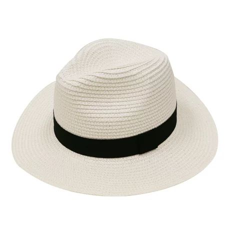 City Hunter Pms580 Women Straw Sun Panama Fedora Hat - White | Walmart (US)