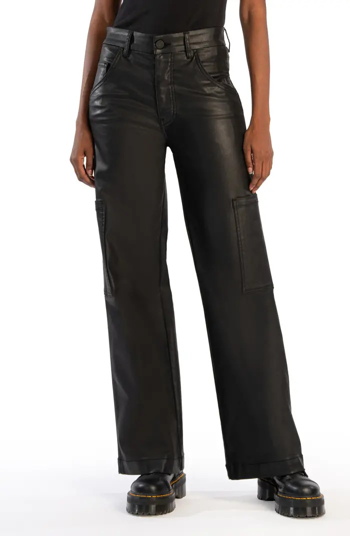 KUT from the Kloth Jodi Coated High Waist Wide Leg Jeans | Nordstrom | Nordstrom