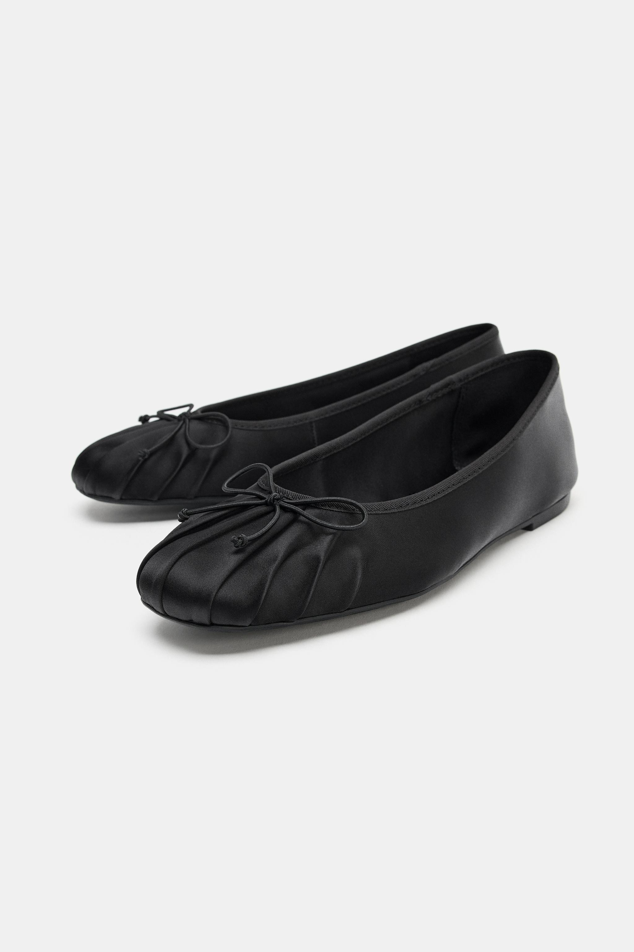 SATIN BALLET FLATS WITH BOW | Zara UK