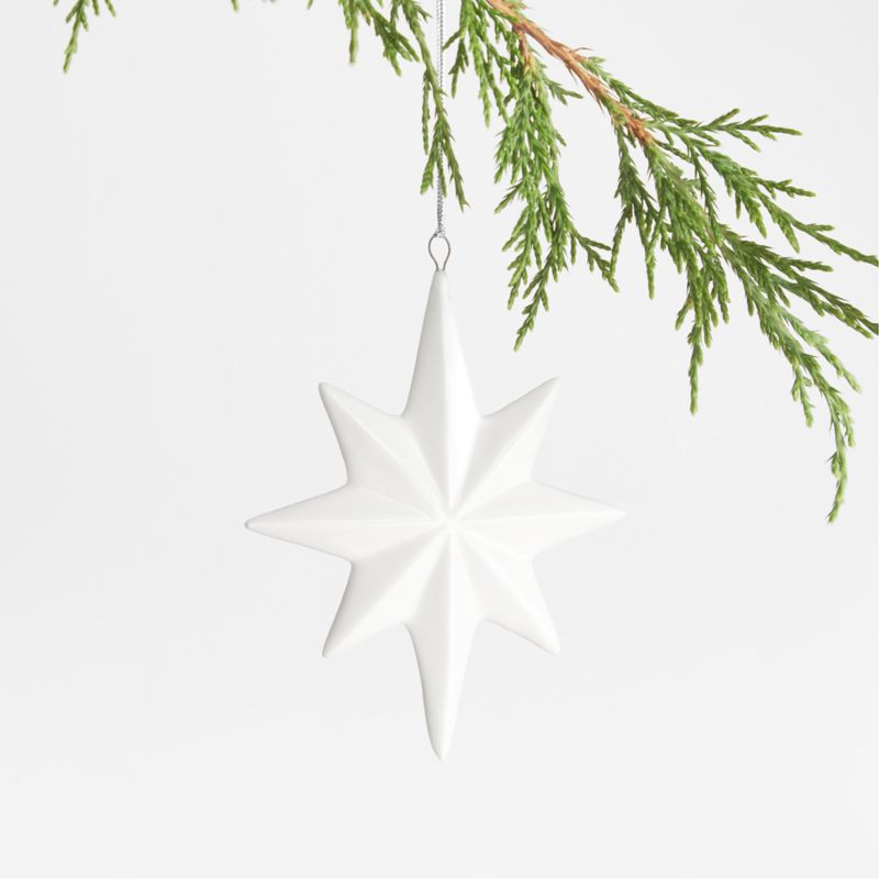 White Ceramic Star Christmas Tree Ornament | Crate and Barrel | Crate & Barrel