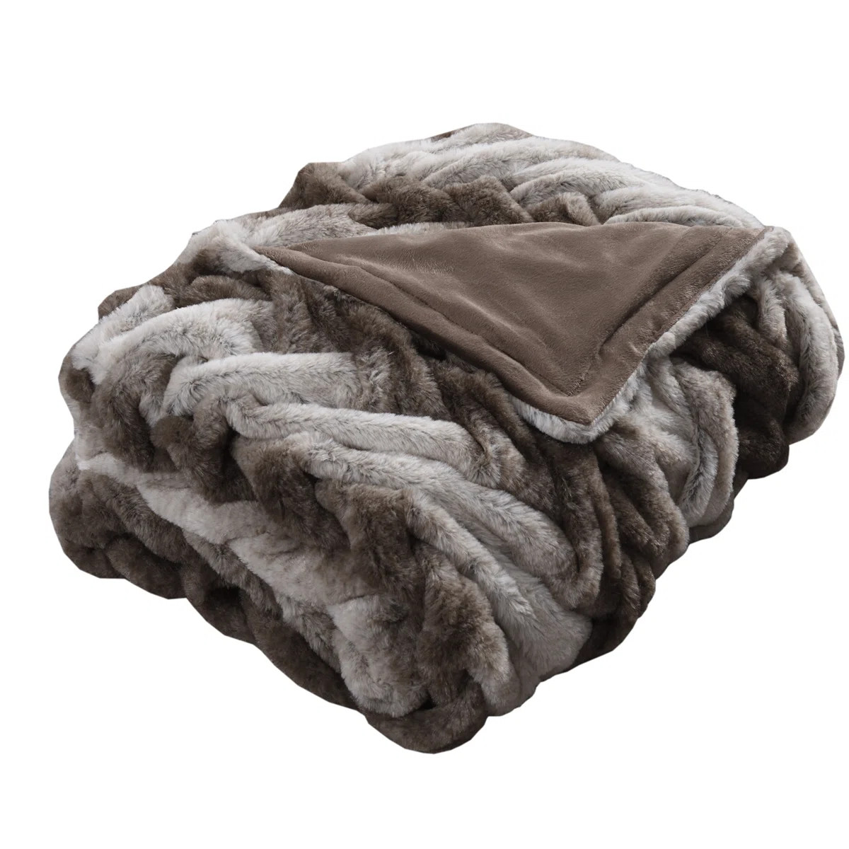 Modern Threads Faux Fur Reverse to Flannel Oversized Braided Throw | Wayfair North America