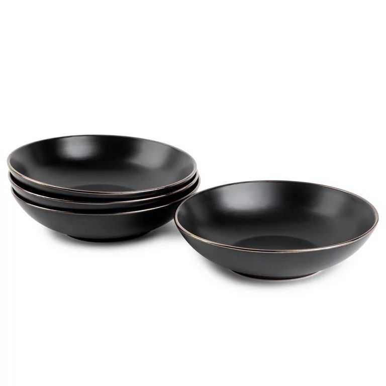 Thyme & Table Dinnerware Black Onyx Stoneware Round Bowls, 4 Pack | Walmart (US)