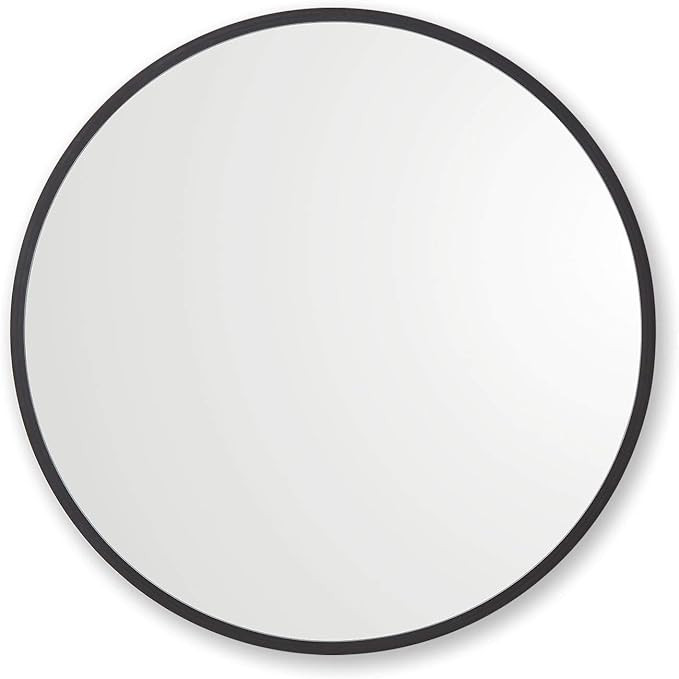 Better Bevel 30” x 30” Black Rubber Framed Mirror | Round Bathroom Wall Mirror | Amazon (US)