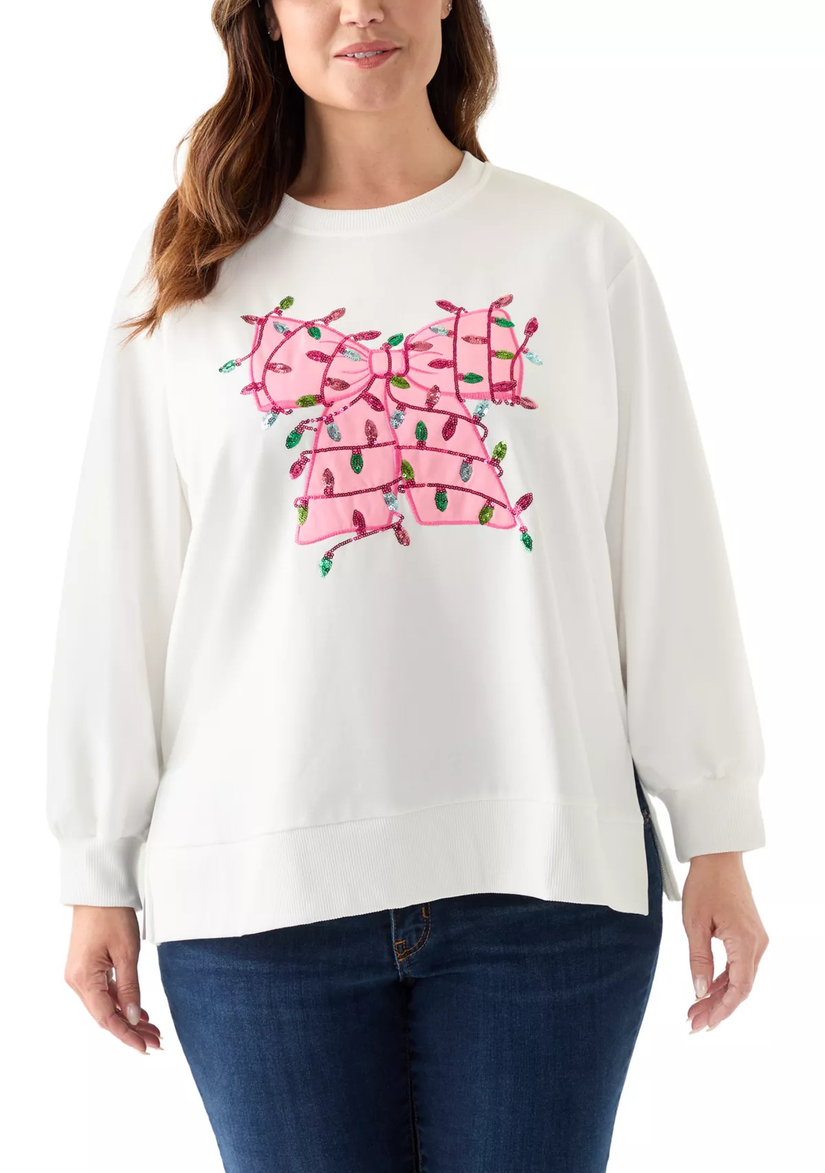 Pine ProperPlus Size Bow with Lights Sweater | Belk