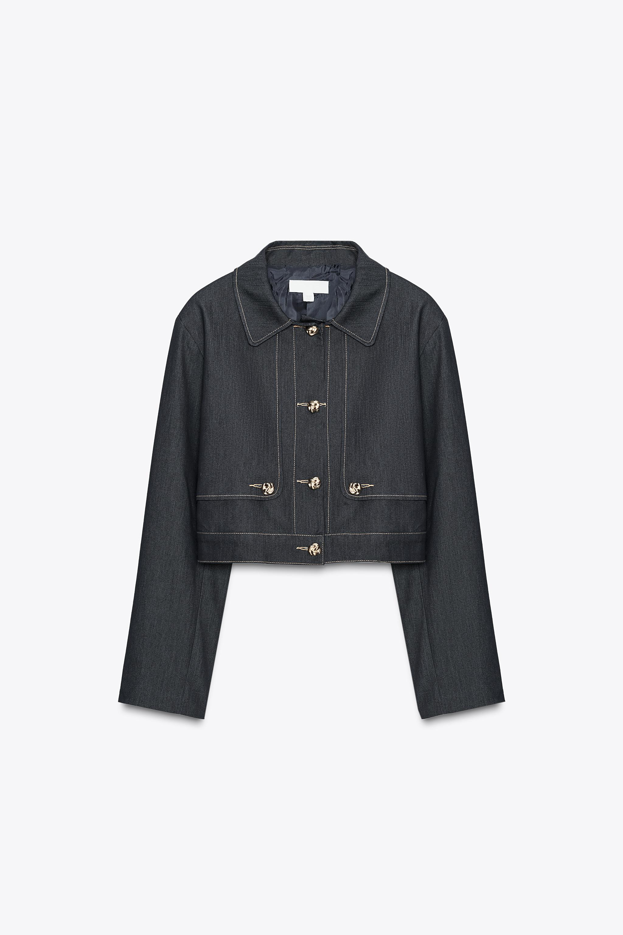 CONTRAST STITCHING SHORT JACKET | Zara US
