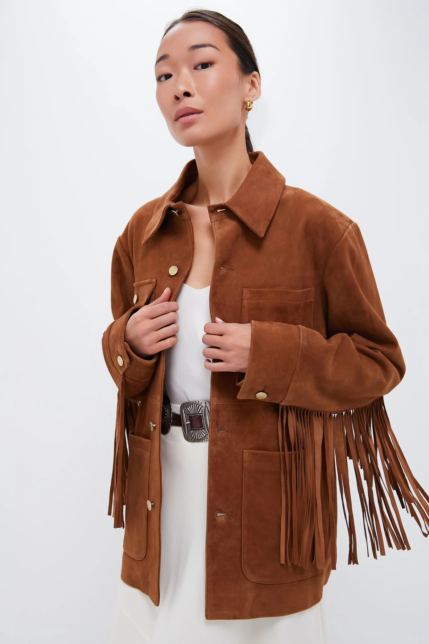 Brown Fringe Suede Jacket | Tuckernuck (US)