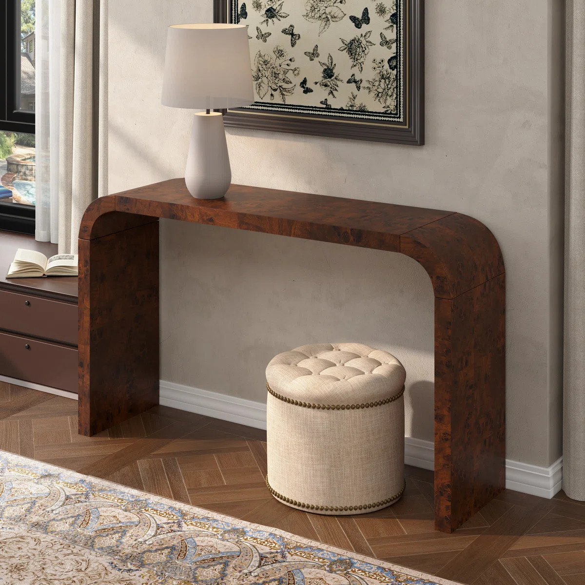Shelmerdine 52" W Burlwood Console Table | Wayfair North America