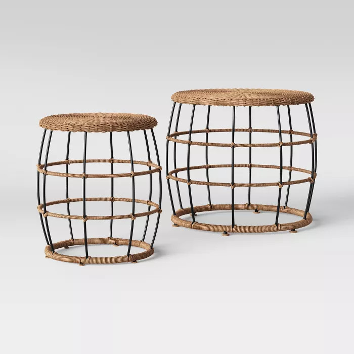 2pc Southport Nesting Patio Coffee & End Table Black/Brown - Opalhouse™ | Target