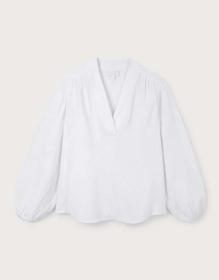 Organic Double Cotton Pop Over Blouse | The White Company (UK)