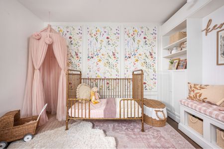 Wallpaper paneling, floral wallpaper, toddler nursery , whimsical garden nursery , vintage nursery, nursery inspo 

#LTKkids #LTKbaby #LTKhome