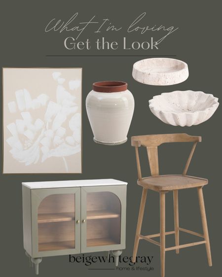 What I’m loving from TJ Maxx! Did you see this pottery barn duper counter stool?? Um yea please!! The art is another great find and I absolutely love the marble top cabinet. The stone bowls are beautiful and the vase is a great one. 

#LTKhome #LTKFind #LTKstyletip