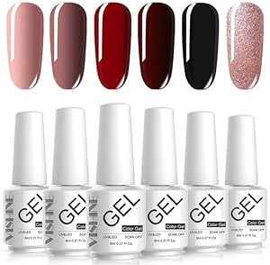 Vishine Gel Nail Polish Set of 6 Fall-Winter Color High Shine Finish Gel Long Lasting Soak Off UV... | Amazon (US)
