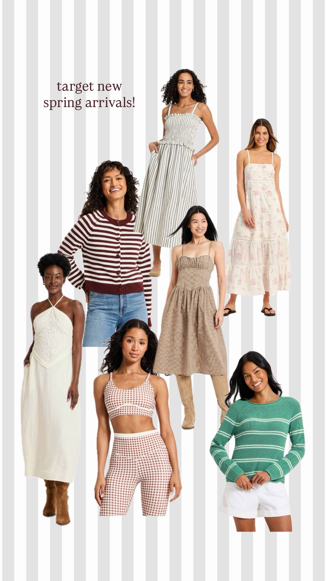 target new spring arrivals! 🤎🤍

gingham printed dresses, gingham activewear, striped cardigans, printed jeans, maxi dresses, corset styled maxi dresses

#LTKSeasonal #LTKootd #LTKSaleAlert