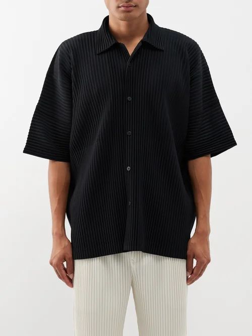 Homme Plissé Issey Miyake - Short-sleeved Technical-pleated Shirt - Mens - Black | Matches (UK)
