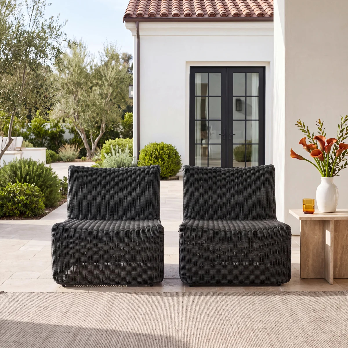 Shorsey Sloped Wicker Patio Lounge Chairs (Set of 2) | Wayfair North America