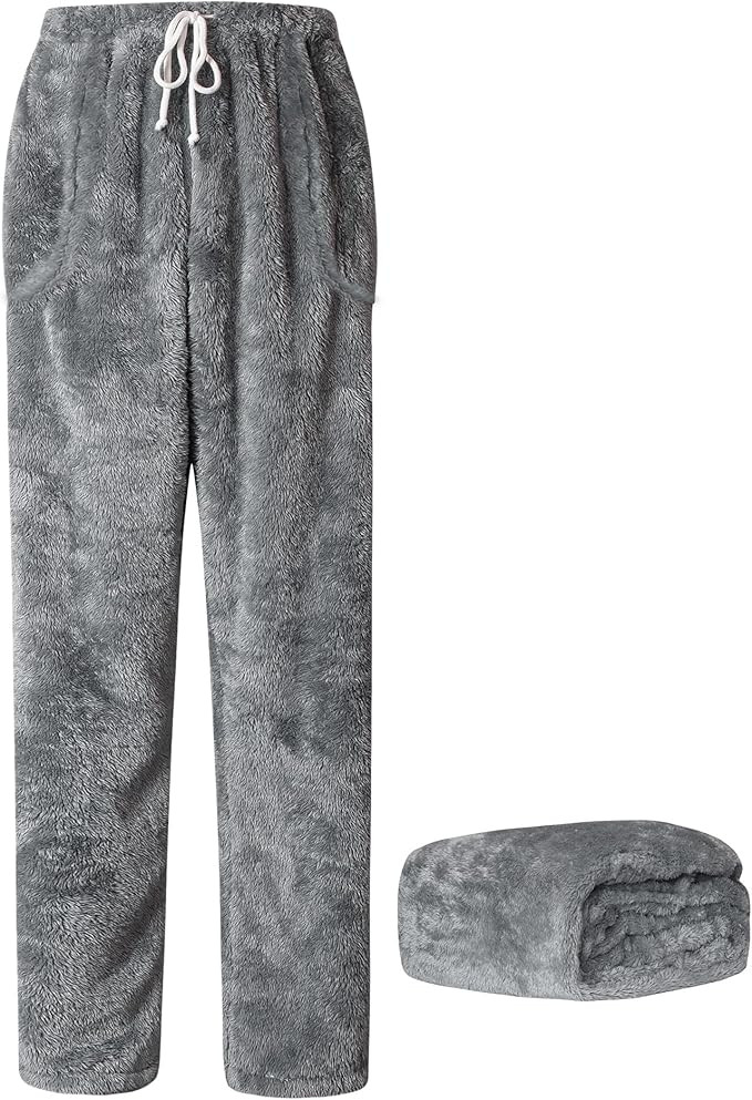 Cromoncent Men’s Plush Warm Pajama Pants with Pockets | Amazon (US)