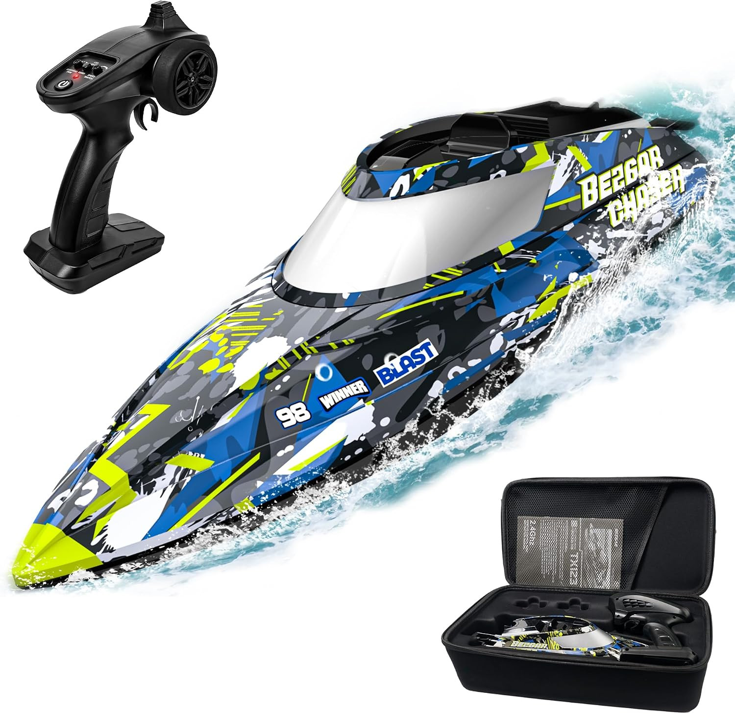 BEZGAR TX123 Remote Control Boats - Fast Speed RC Boat 32+ KPH with Suitcase for Lakes & Pools & Salt Water | Amazon (US)