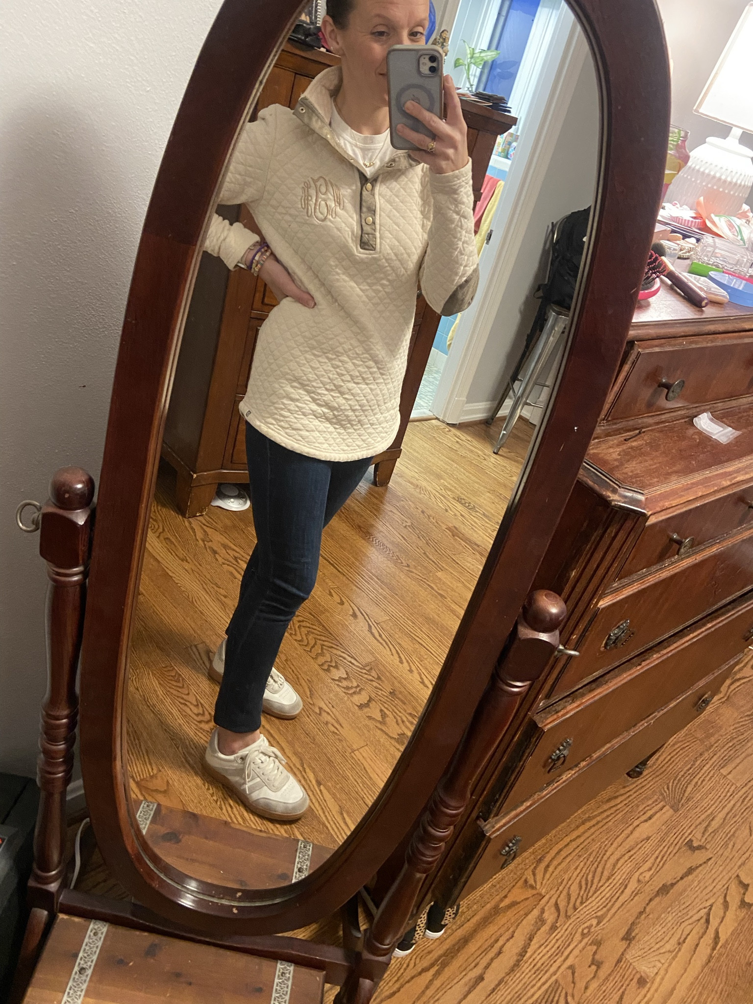 This is my least favorite time of the year, which is why a quilted top was needed for today.  These high-waisted jeans are the perfect length and my shoes are easy to throw on and go, both are so comfortable.  


#gap #gapsale #jeans #gapjeans #skinnyjeans #amazon #tennishoes #salefinds 


#LTKOver40 #LTKSaleAlert #LTKU