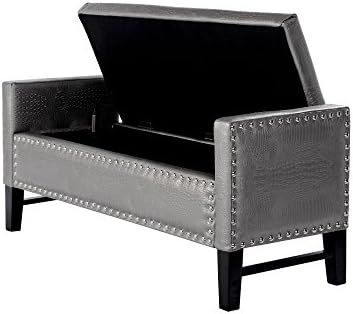 Iconic Home Lance PU Leather Modern Contemporary Button Tufted with Silver Nailheads on Frame Sto... | Amazon (US)