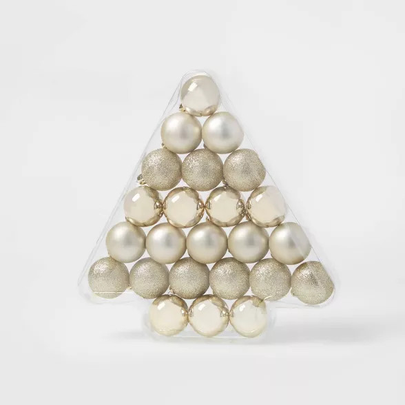 24ct/40mm Christmas Ornament Set Champagne - Wondershop™ | Target