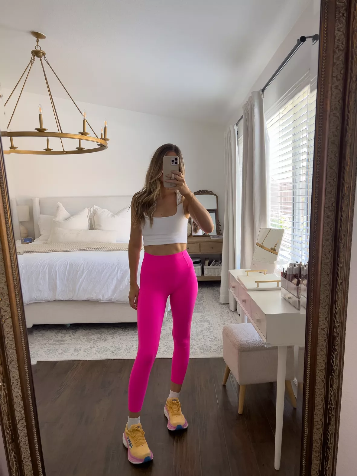 Never Better Square Neck Bra curated on LTK  Pink leggings outfit, Pink  workout clothes, Hot pink leggings