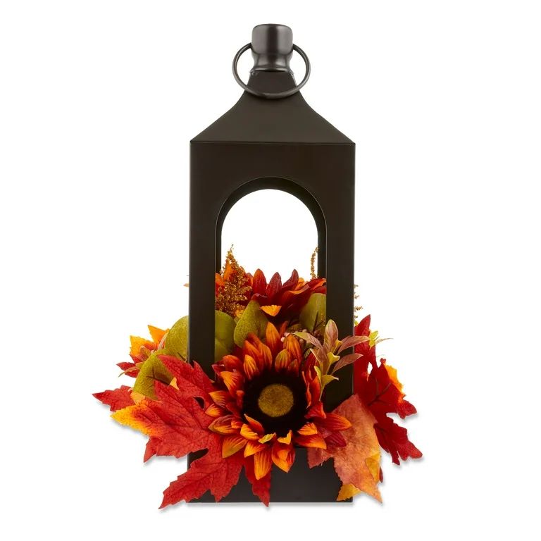Harvest Multicolor Floral Lantern Tabletop Decoration, 17.75 in, by Way To Celebrate - Walmart.co... | Walmart (US)