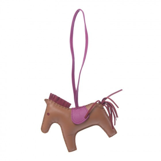 Milo Lambskin Grigri Rodeo Horse Bag Charm MM Gold Rubis Rose Pourpre | Fashionphile
