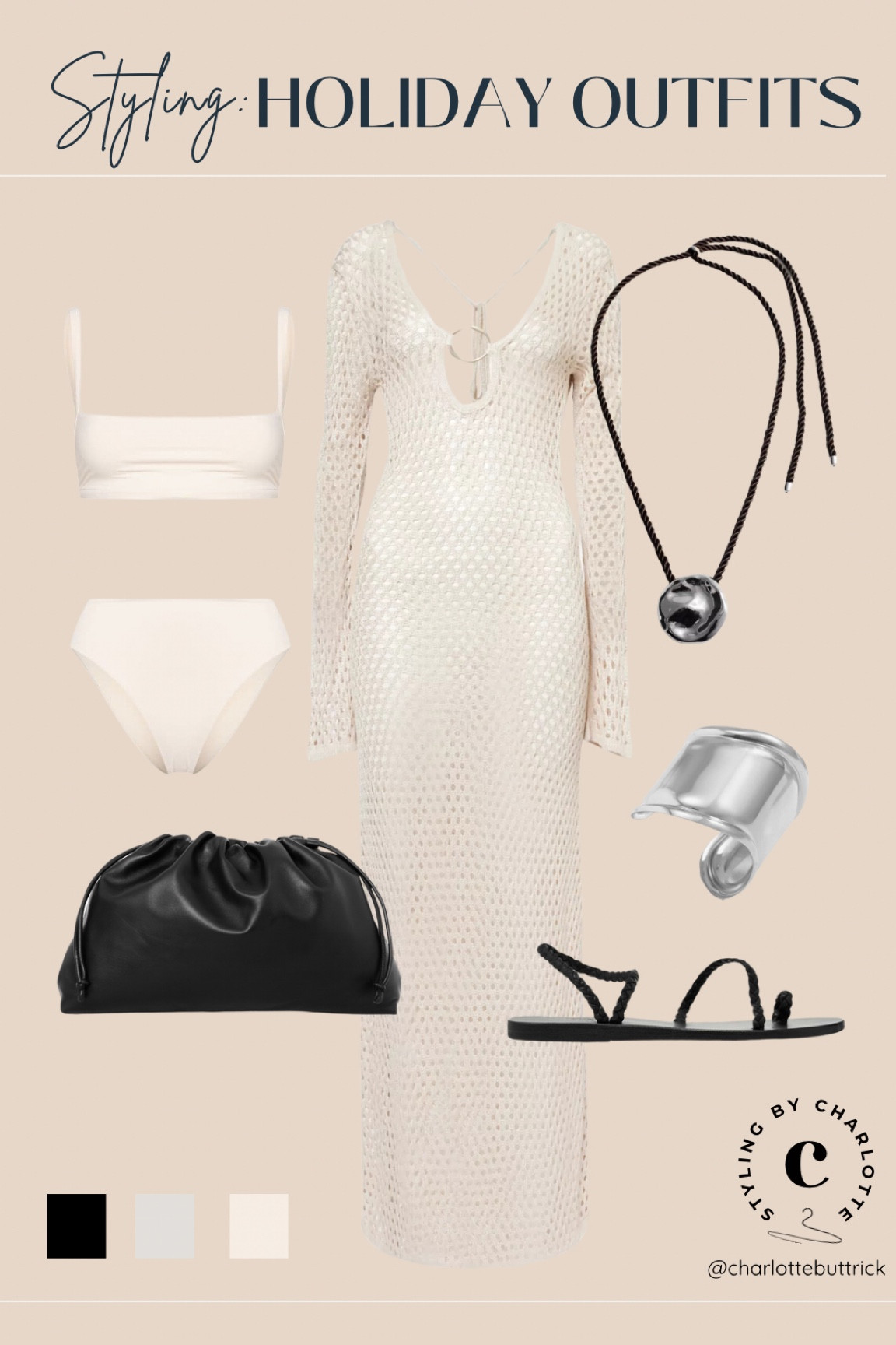 Holiday outfits beach to evening dress 🤍✨