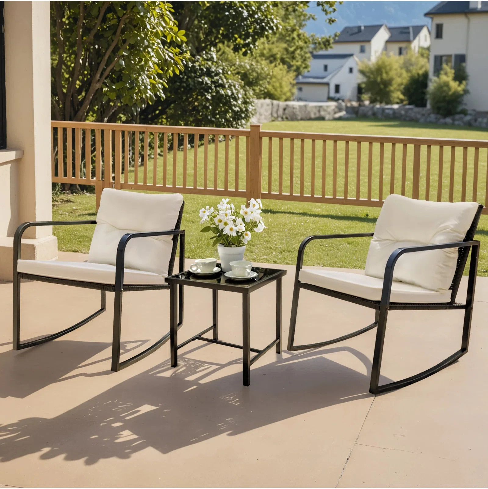 Beauman Metal 2 - Person Rocking Seating Group with Cushions | Wayfair North America